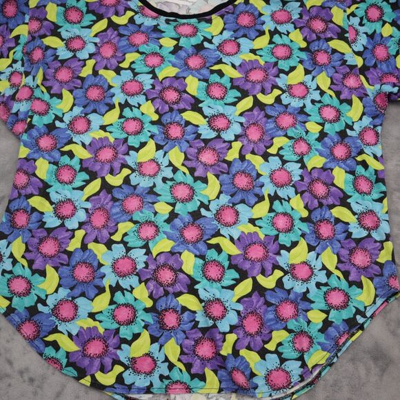 Lee Shirt Womens 2XL Multicolor Floral Short Sleeve Round Neck Casual Outwear - Picture 9 of 16